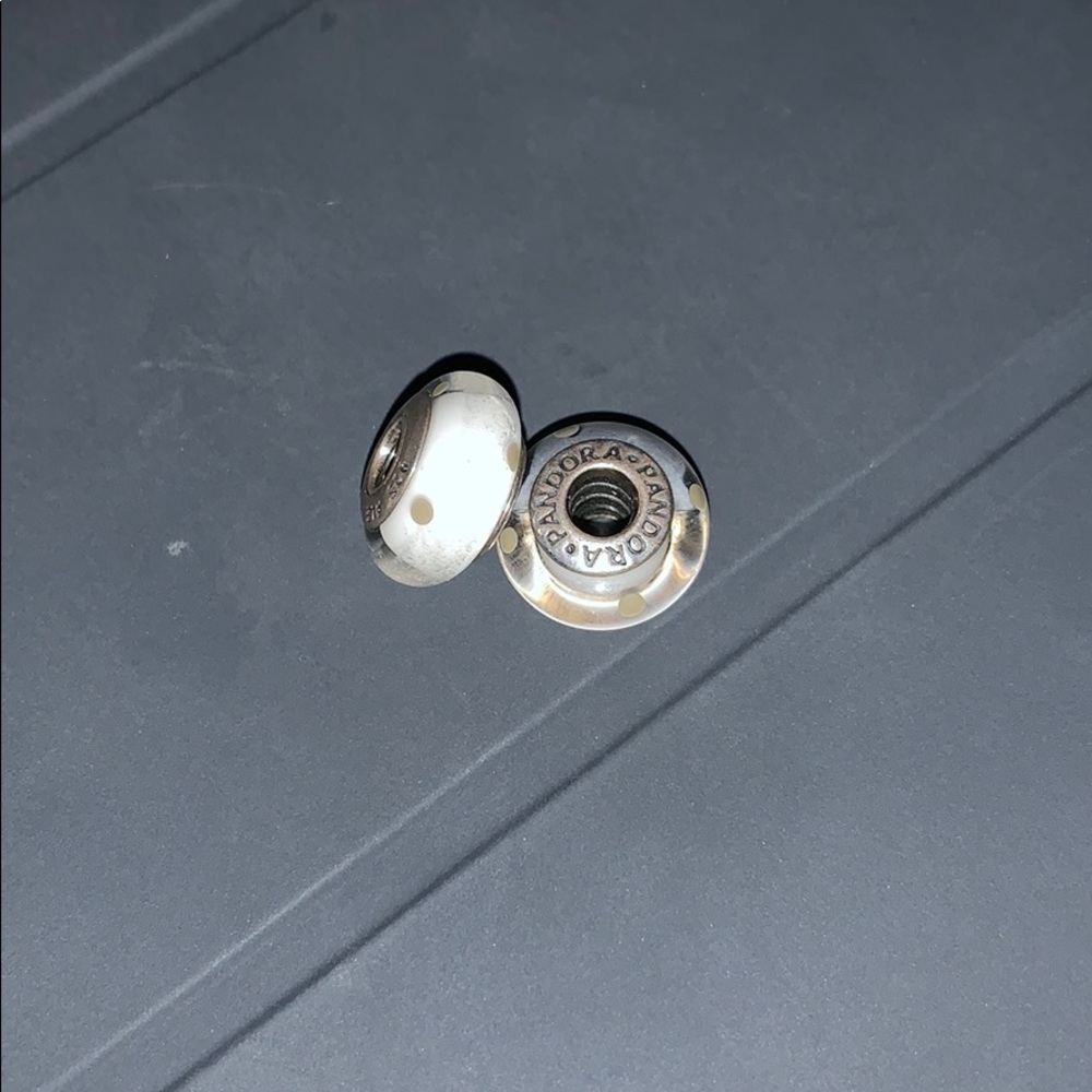 White and Grey Pandora Murano Glass Bead 1 of 2